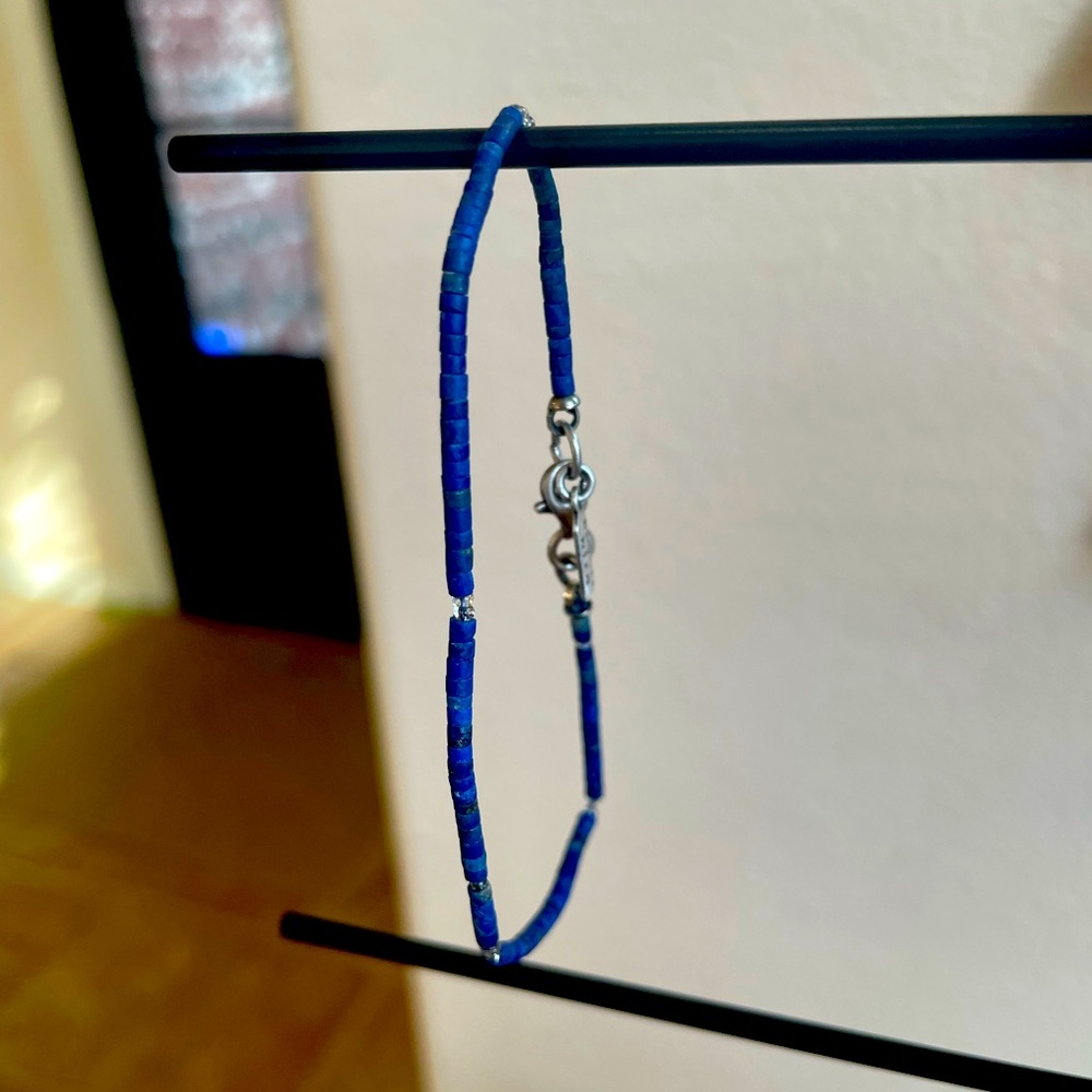 Peyote Bird Lapis Heishi Bracelet-Sterling